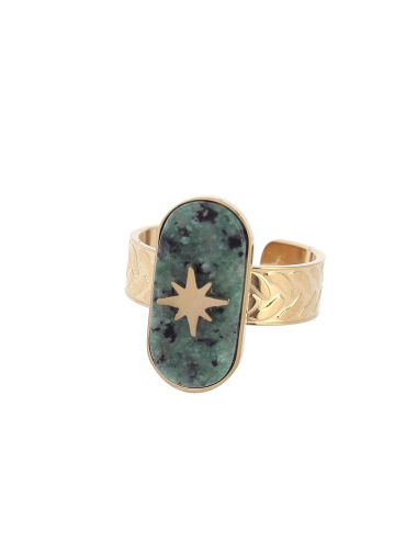 Mayorista Lolilota - anillo de acero con piedra de estrella ovalada