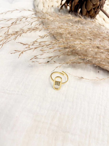 Mayorista Lolilota - anillo ovalado de acero con diamantes de imitación