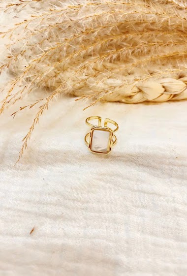 Ring wavy rectangle nacre Lolilota Paris Fashion Shops