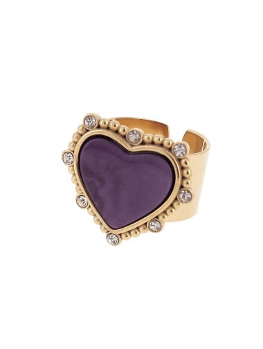 Mayorista Lolilota - anillo de resina con forma de corazón y diamantes de imitación