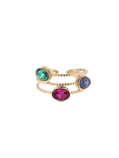 Mayorista Lolilota - anillo ovalado de tres hileras con diamantes de imitación