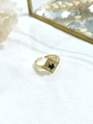 Mayorista Lolilota - anillo ajustable con diamantes de imitación en acero inoxidable