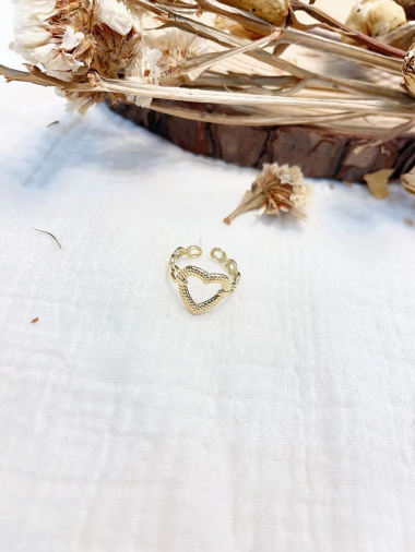 Wholesaler Lolilota - hammered heart mesh rings in steel