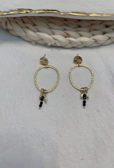 Wholesaler Lolilota - Earring and stone onyx/gold
