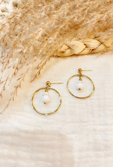 Grossiste Lolilota - Boucle d'oreille cercle perle nacree et resine