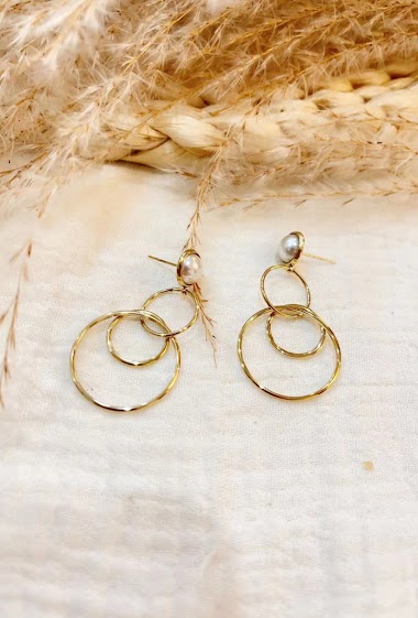 Wholesaler Lolilota - Earring circles pendant pearly pearl