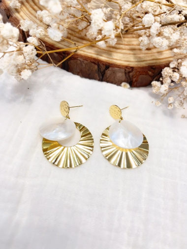 Wholesaler Lolilota - earring mother of pearl disc and stainless steel