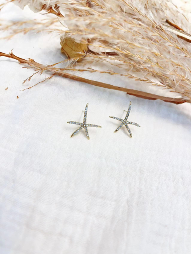 Wholesaler Lolilota - steel rhinestone starfish earring