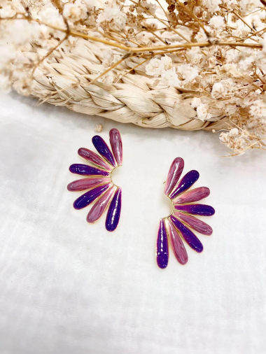 Wholesaler Lolilota - earring flower enamel in stainless steel