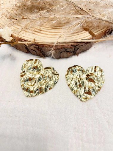 Wholesaler Lolilota - gray hammered heart earring