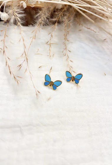 Großhändler Lolilota - Earring butterfly enamel