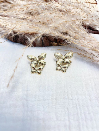 Wholesaler Lolilota - earring butterfly in stainless steel