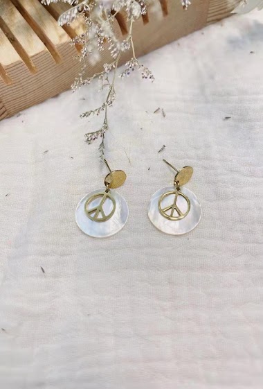 Wholesaler Lolilota - EARRING PEACE MOTHER OF PEARL DISC