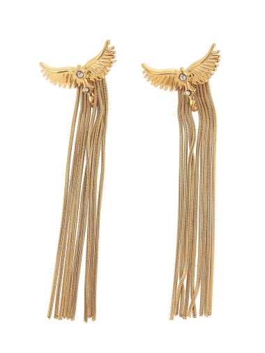 Großhändler Lolilota - Ohrring mit Flügelanhänger aus Stahl mit Strasssteinen