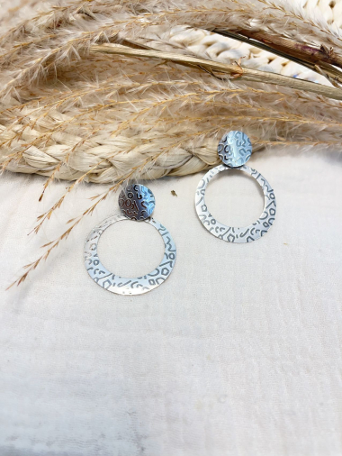Wholesaler Lolilota - earring pendant circle with pattern