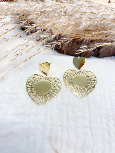 Wholesaler Lolilota - earring pendant heart in stainless steel