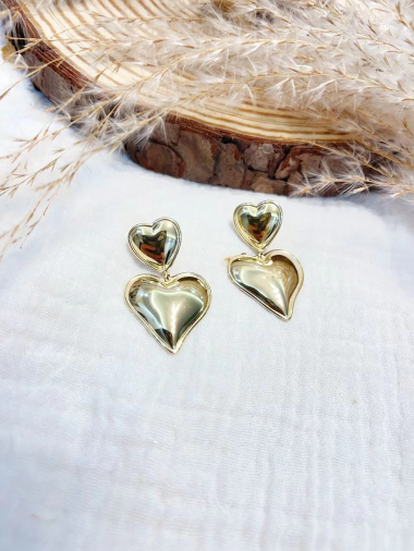 Wholesaler Lolilota - earring pendant heart in stainless steel