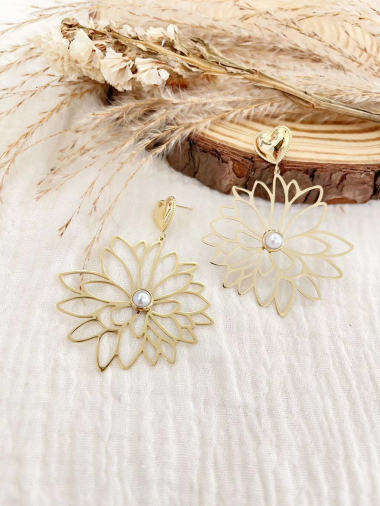 Wholesaler Lolilota - earring pendant heart and flower