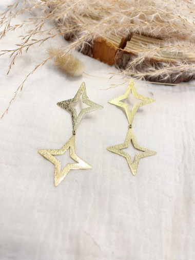 Wholesaler Lolilota - hammered steel star pendant earring
