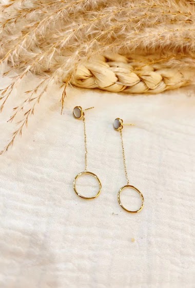 Wholesaler Lolilota - Earring pendant nacre circle