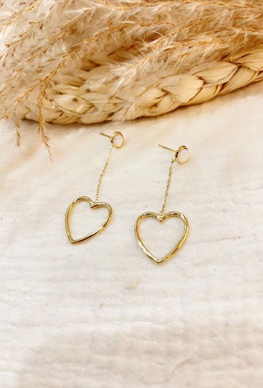Wholesaler Lolilota - Earring pendant nacre heart