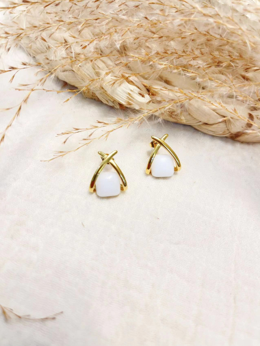 Wholesaler Lolilota - steel square stone earring