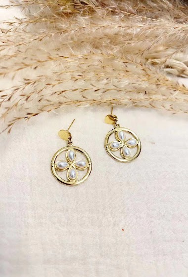 Wholesaler Lolilota - Earring clover pearly pearl