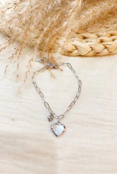 Wholesaler Lolilota - Bracelet trinkets heart nacre