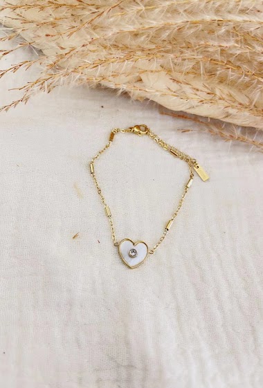 Wholesaler Lolilota - Bracelet heart mother of pearl strass