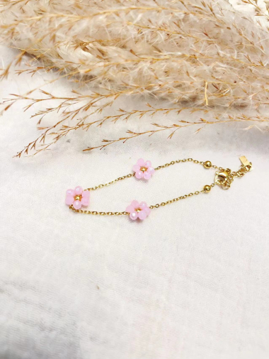 Grossiste Lolilota - bracelet fleurs perles acier