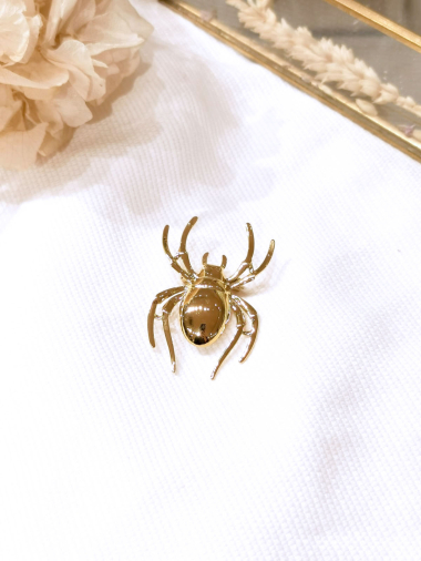 Wholesaler Lolilota - stainless steel spider brooch - 2cm pin