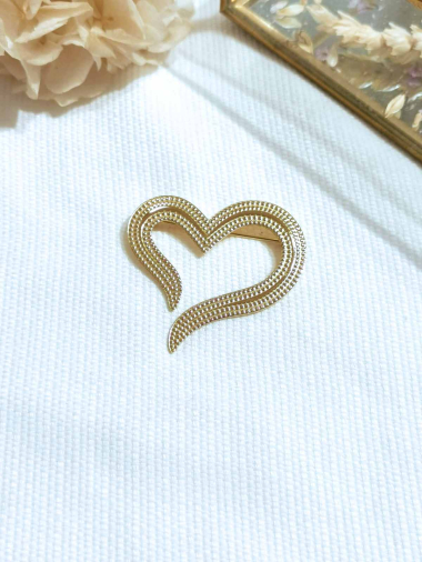 Wholesaler Lolilota - stainless steel heart brooch | 4cm pin
