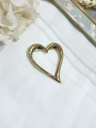 Wholesaler Lolilota - stainless steel heart brooch | 5cm pin