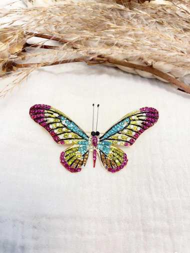 Grossiste Lolilota - broche papillon strass en laiton