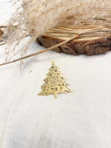 Wholesaler Lolilota - Christmas Tree brooch "Merry Christmas"