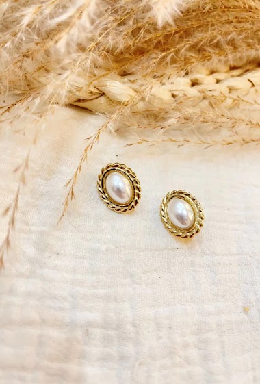 Mayorista Lolilota - Earring clip-on oval pearly pearl