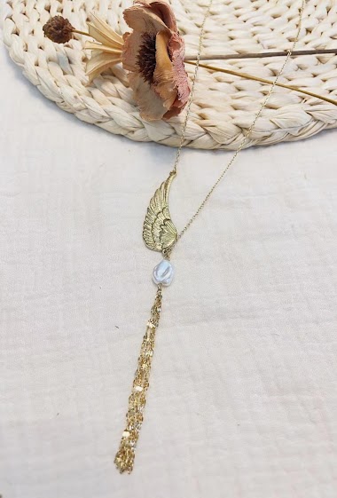 Wholesaler Lolilota - Necklace wing pearly pearl