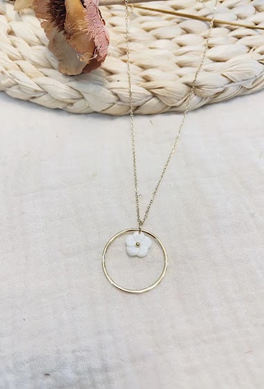Wholesaler Lolilota - Necklace circle flower mother of pearl