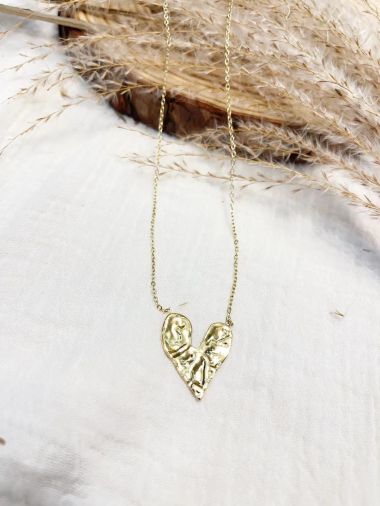 Wholesaler Lolilota - Hammered steel heart necklace
