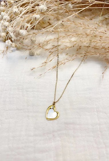 Wholesaler Lolilota - Necklace heart nacre strass