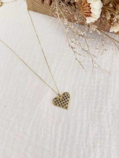 Wholesaler Lolilota - black rhinestone heart necklace