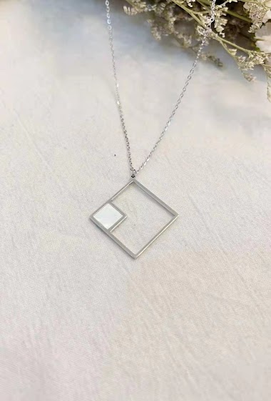 Mayorista Lolilota - NECKLACE DOUBLE SQUARE MOTHER OF PEARL