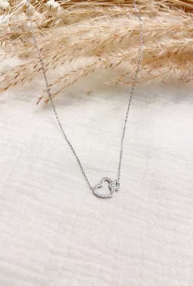 Wholesaler Lolilota - Necklace double heart strass