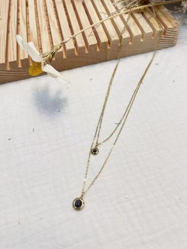 Großhändler Lolilota - zweireihige Halskette mit Strasssteinen