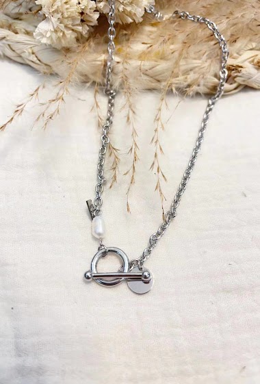 Wholesaler Lolilota - Necklace toggle clasp i love you pearl