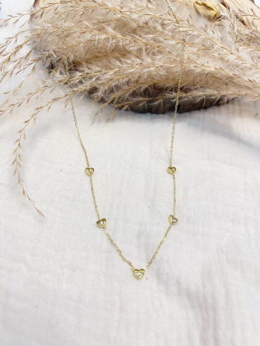 Wholesaler Lolilota - Multi mini hearts rhinestone necklace steel