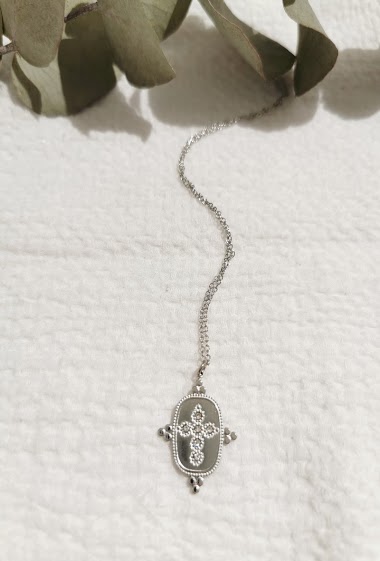 Mayorista Lolilota - NECKLACE RECTANGLE CROSS IN STAINLESS ACER