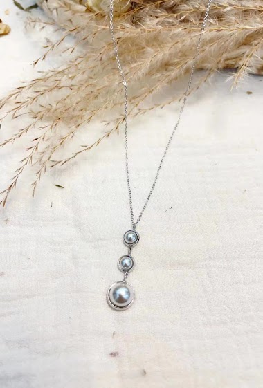 Wholesaler Lolilota - Necklace triple pearly pearl