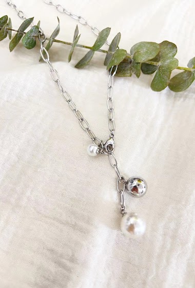 Mayorista Lolilota - Necklace Y big trinkets pearly pearl