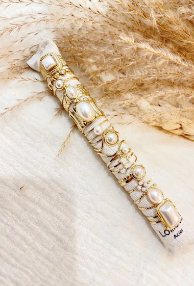 Wholesaler Lolilota - Set of 12 rings pearly pearl